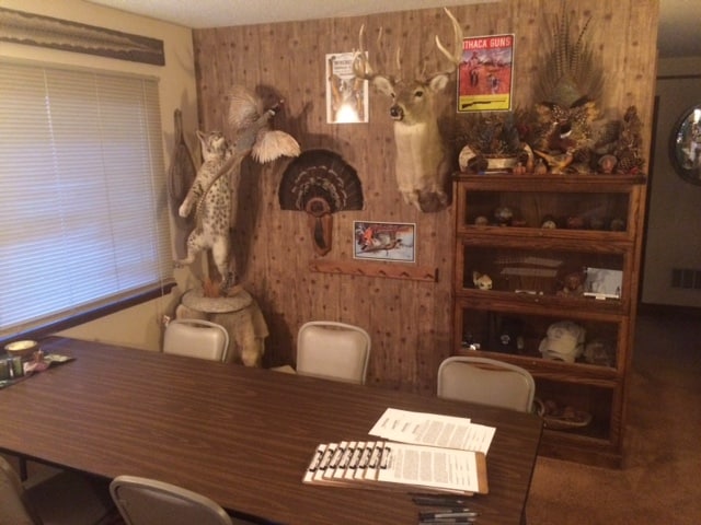 Clients at the Spearpoint Ranch lodge Interior of Lodge